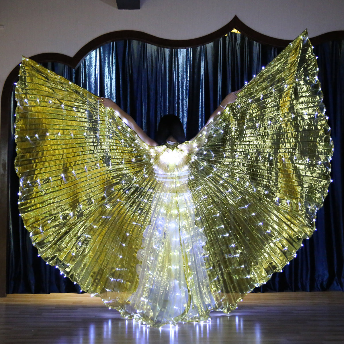 LED Isis Wing Single Colors - Belly Dance Light Up Wings Carnival Halloween Party Club Wear with Telescopic Sticks