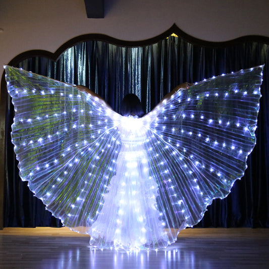 LED Isis Wing Single Colors - Belly Dance Light Up Wings Carnival Halloween Party Club Wear with Telescopic Sticks
