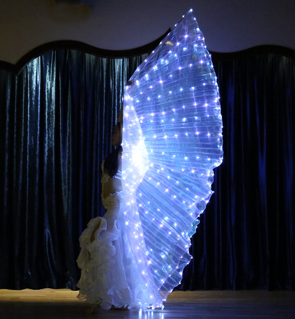 LED Isis Wing Single Colors - Belly Dance Light Up Wings Carnival Halloween Party Club Wear with Telescopic Sticks