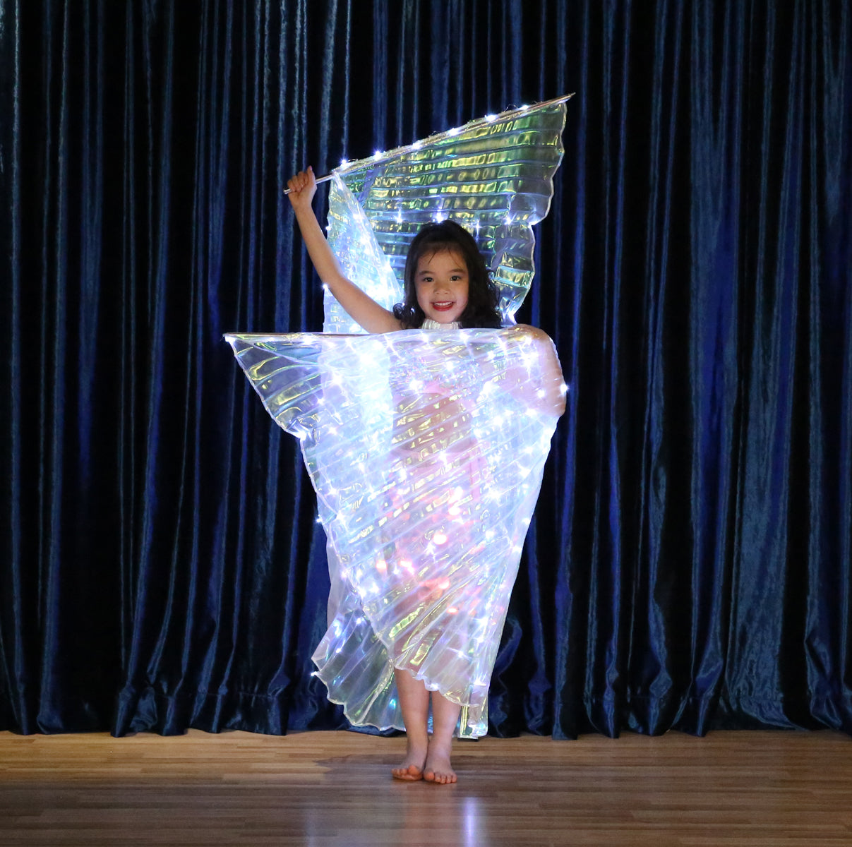 LED Isis Wings Carnival Halloween Shows Wings Costume Cloak LED Cape with Telescopic Sticks