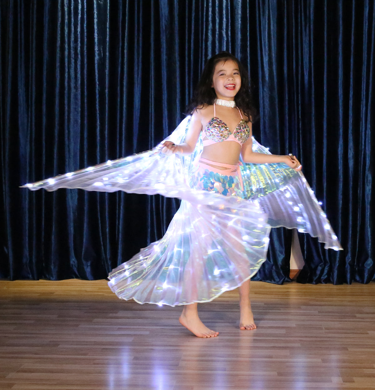 LED Isis Wings Carnival Halloween Shows Wings Costume Cloak LED Cape with Telescopic Sticks