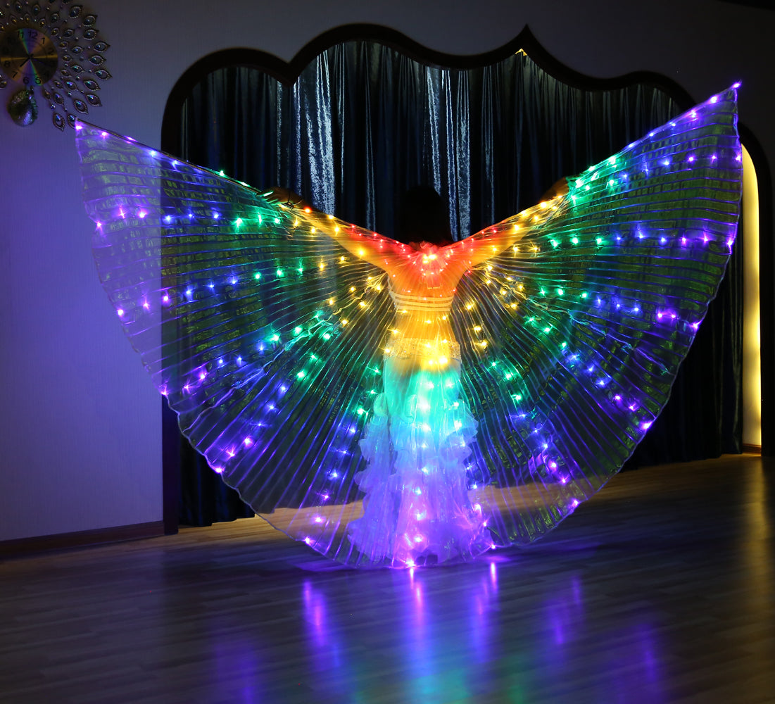 LED Isis Wings Carnival Halloween Shows Wings Costume Cloak LED Cape with Telescopic Sticks