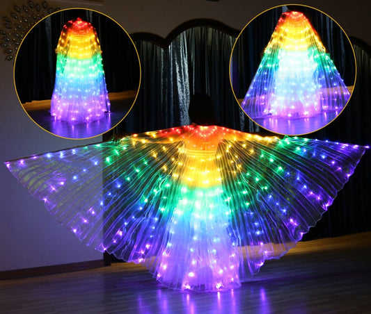 LED Isis Wings Carnival Halloween Shows Wings Costume Cloak LED Cape with Telescopic Sticks