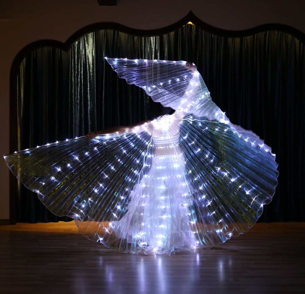 LED Isis Wings Carnival Halloween Shows Wings Costume Cloak LED Cape with Telescopic Sticks