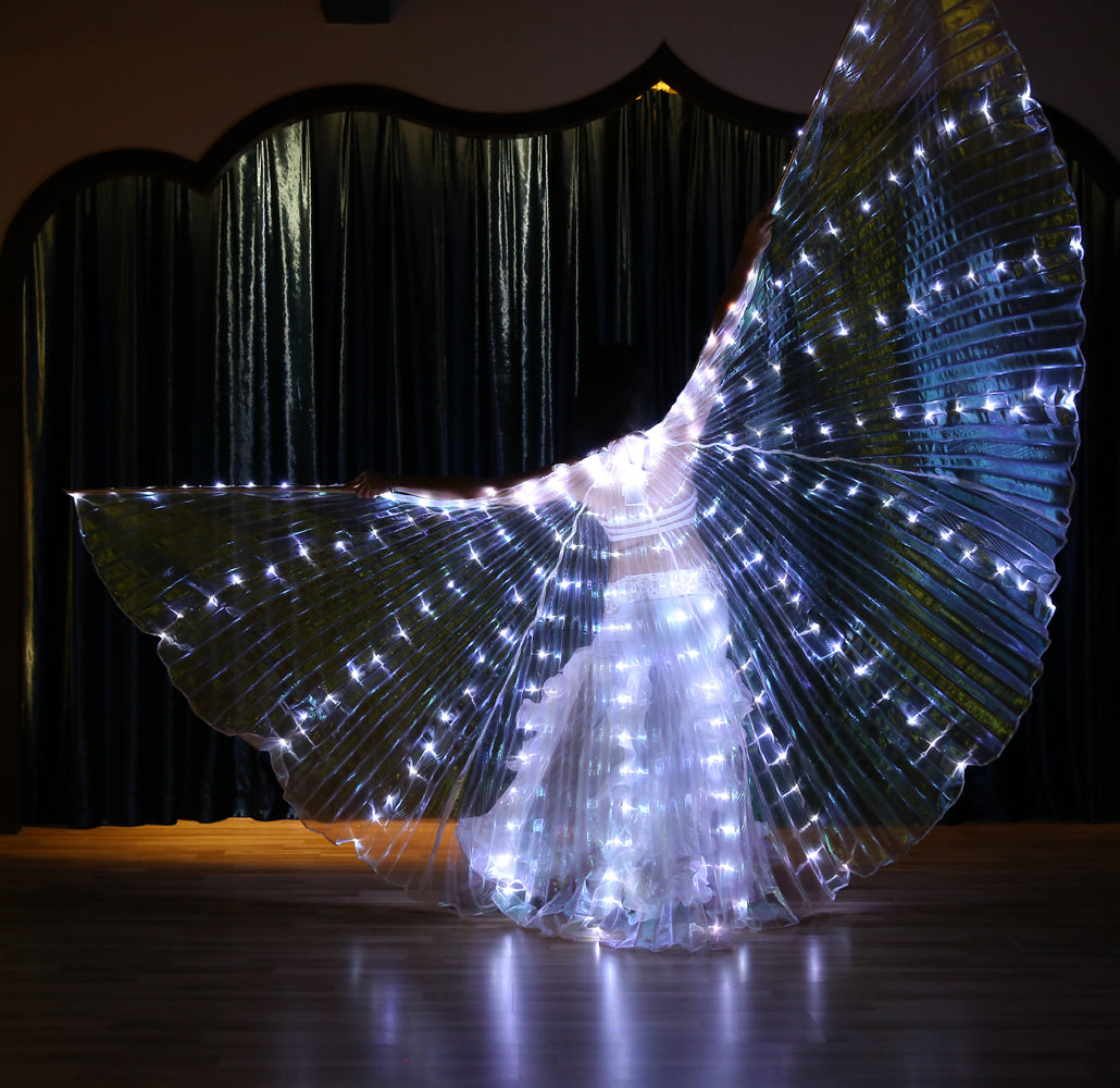 LED Isis Wings Carnival Halloween Shows Wings Costume Cloak LED Cape with Telescopic Sticks