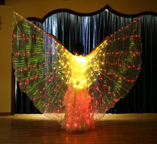 Smart Programming LED Isis Wing - Belly Dance Light Up Wings for Carnival Halloween Party Club Wear with Telescopic Sticks