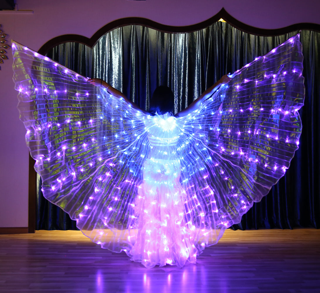 Smart Programming LED Isis Wing - Belly Dance Light Up Wings for Carnival Halloween Party Club Wear with Telescopic Sticks