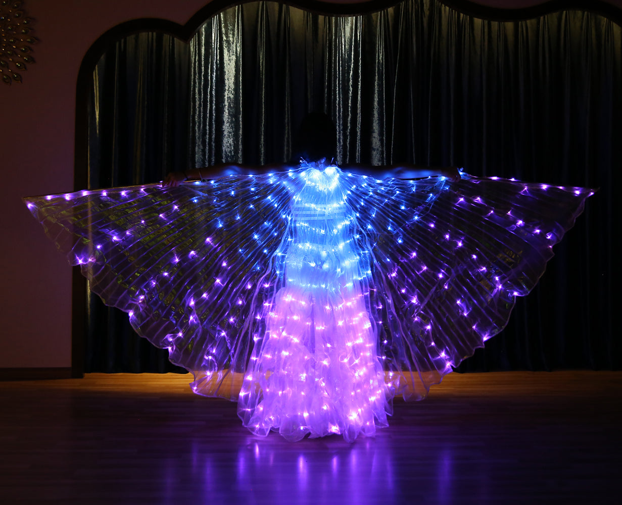 Smart Programming LED Isis Wing - Belly Dance Light Up Wings for Carnival Halloween Party Club Wear with Telescopic Sticks