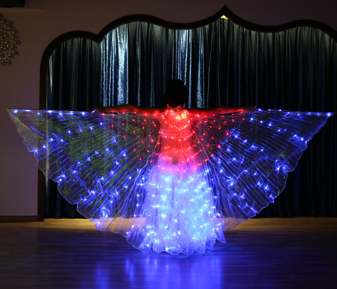 Smart Programming LED Isis Wing - Belly Dance Light Up Wings for Carnival Halloween Party Club Wear with Telescopic Sticks