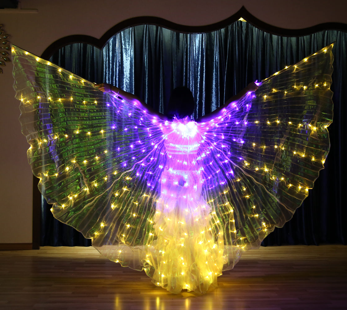 Smart Programming LED Isis Wing - Belly Dance Light Up Wings for Carnival Halloween Party Club Wear with Telescopic Sticks