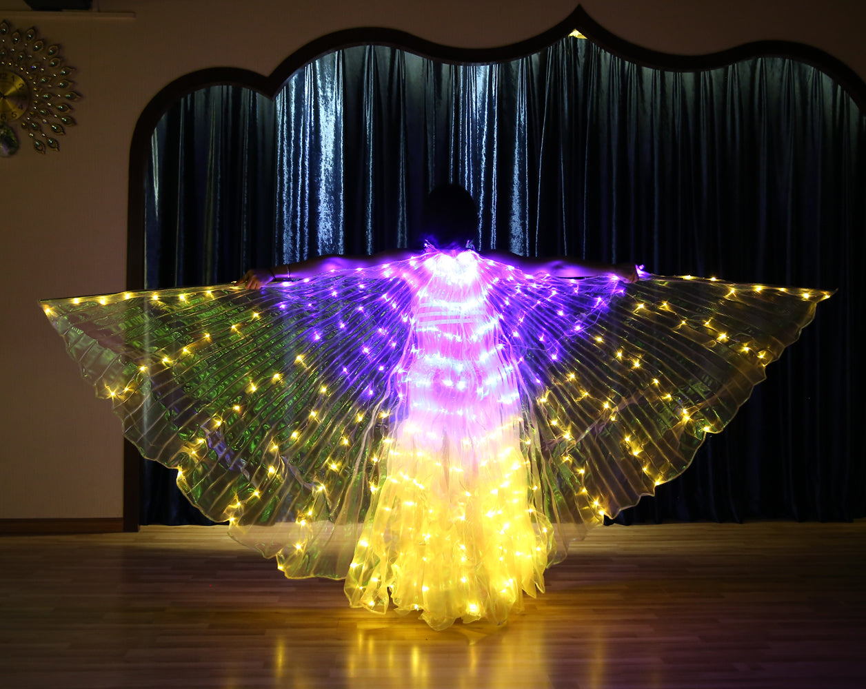 Smart Programming LED Isis Wing - Belly Dance Light Up Wings for Carnival Halloween Party Club Wear with Telescopic Sticks