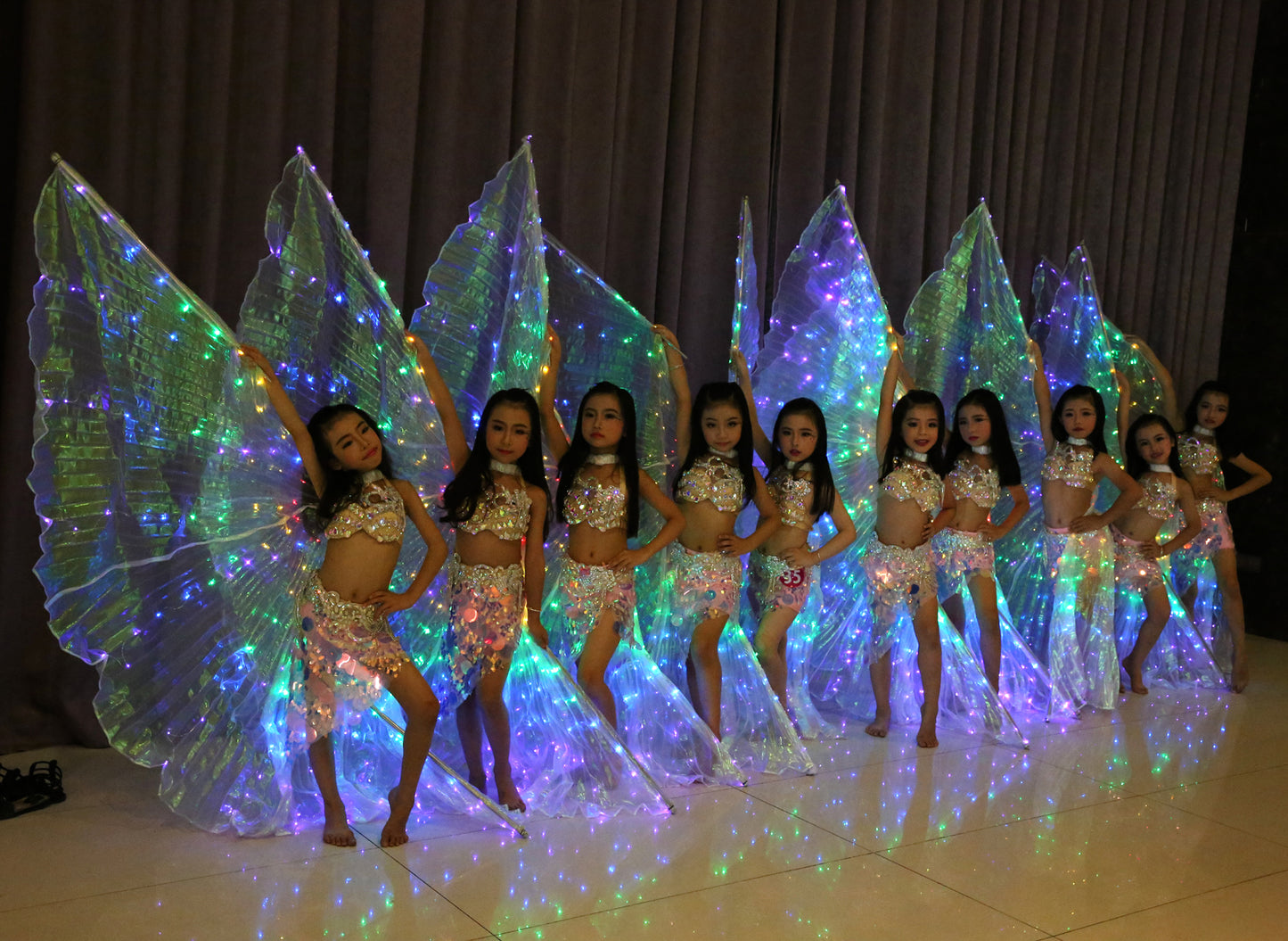 LED Isis Wings Carnival Halloween Shows Wings Costume Cloak LED Cape with Telescopic Sticks