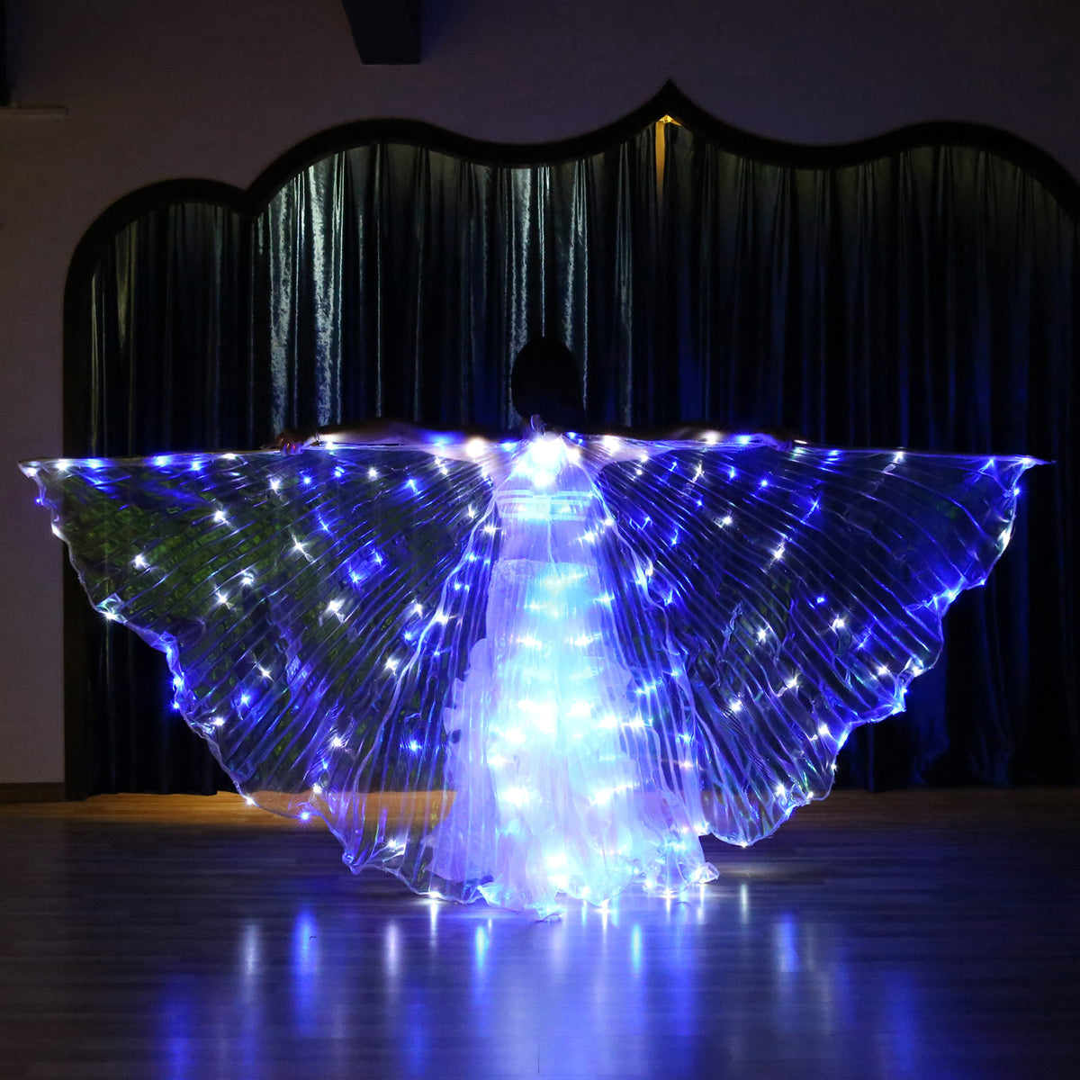 Flash Led Isis Wings - Belly Dance Light Up Wings Carnival Halloween Party Club Wear with Telescopic Sticks
