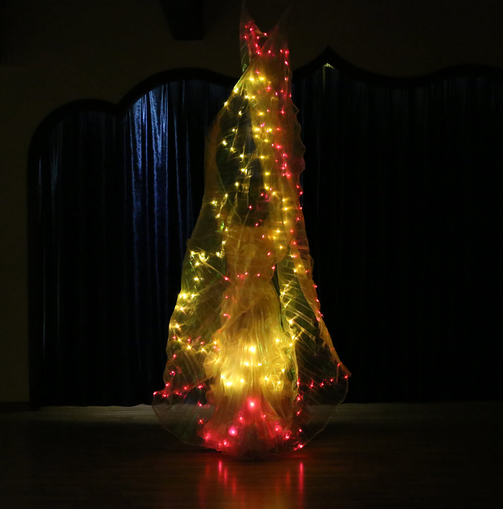 LED Isis Wing 12-Pointed Star - Belly Dance Light Up Wings for Carnival Halloween Party Club Wear with Telescopic Sticks