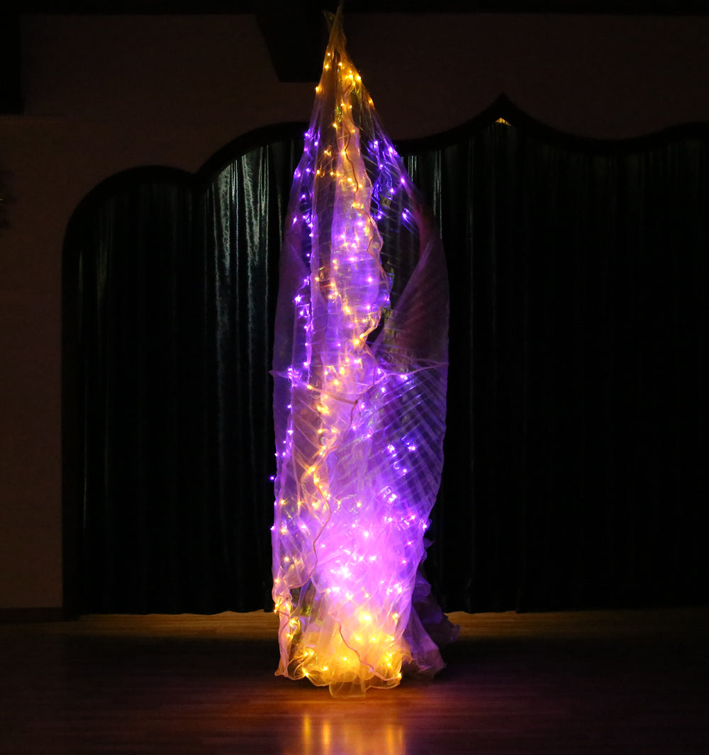 LED Isis Wing 12-Pointed Star - Belly Dance Light Up Wings for Carnival Halloween Party Club Wear with Telescopic Sticks