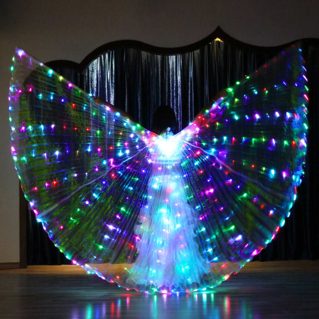Smart Programming LED Isis Wing - Belly Dance Light Up Wings for Carnival Halloween Party Club Wear with Telescopic Sticks