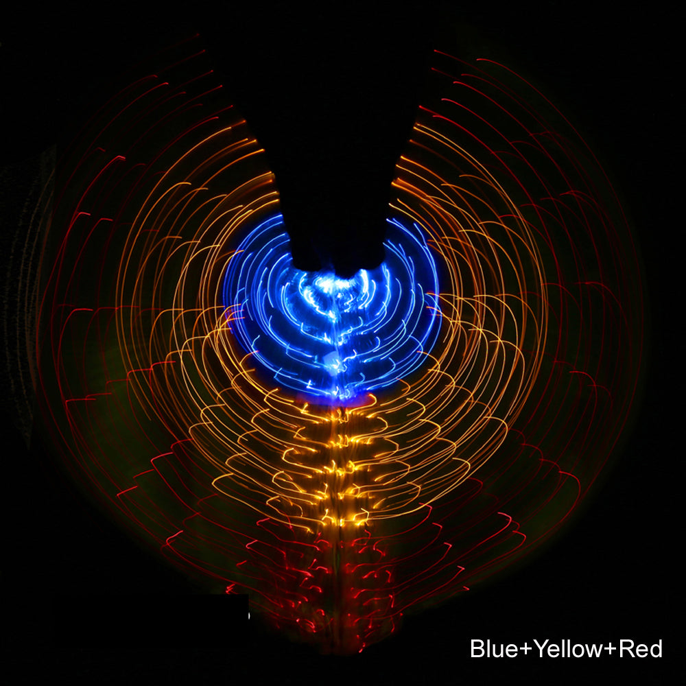 Three-color Gradient LED Isis Wing - Belly Dance Light Up Wings for Carnival Halloween Party Club Wear with Telescopic Sticks