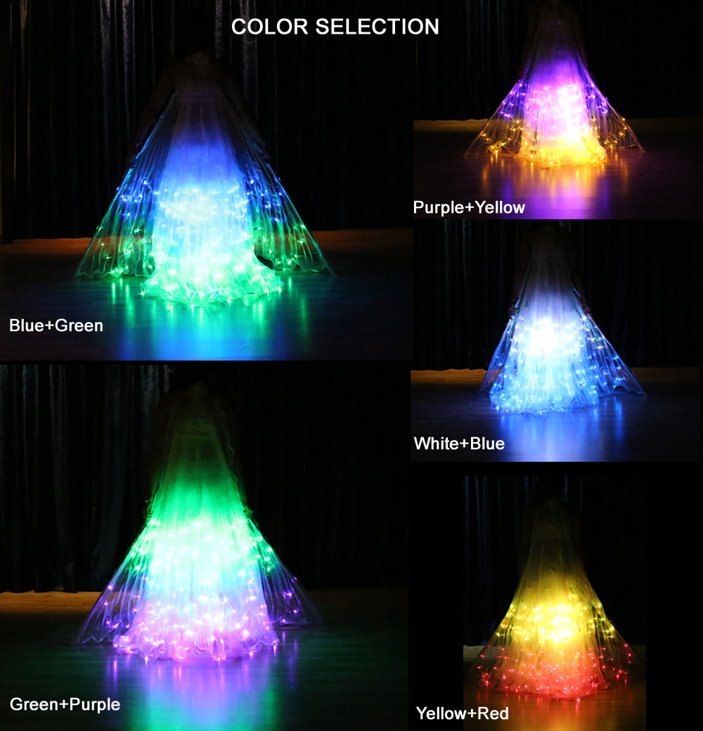 LED Isis Wing 12-Pointed Star - Belly Dance Light Up Wings for Carnival Halloween Party Club Wear with Telescopic Sticks