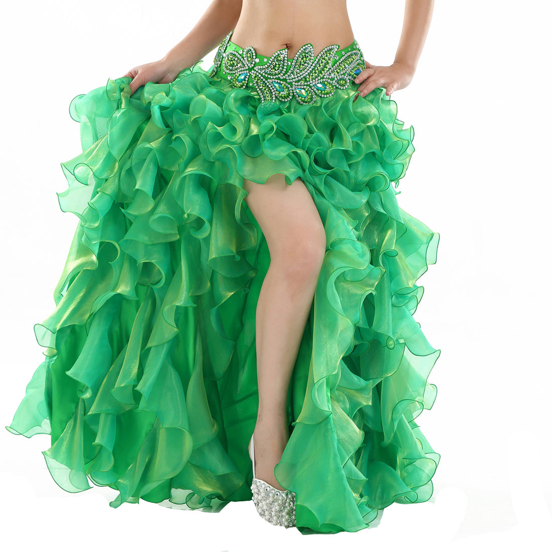Professional Belly Dance Costume Tribal Waves Slit Skirt Wave Skirt Dress Bubble Skirt