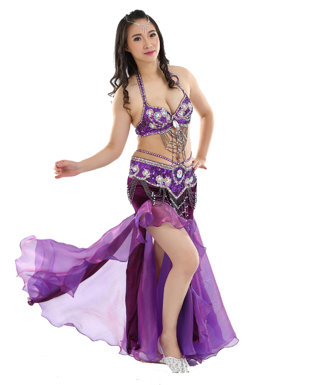 Belly Dance Costumes with Flannel Rose Skirt Belly Dance Dress 1 Set