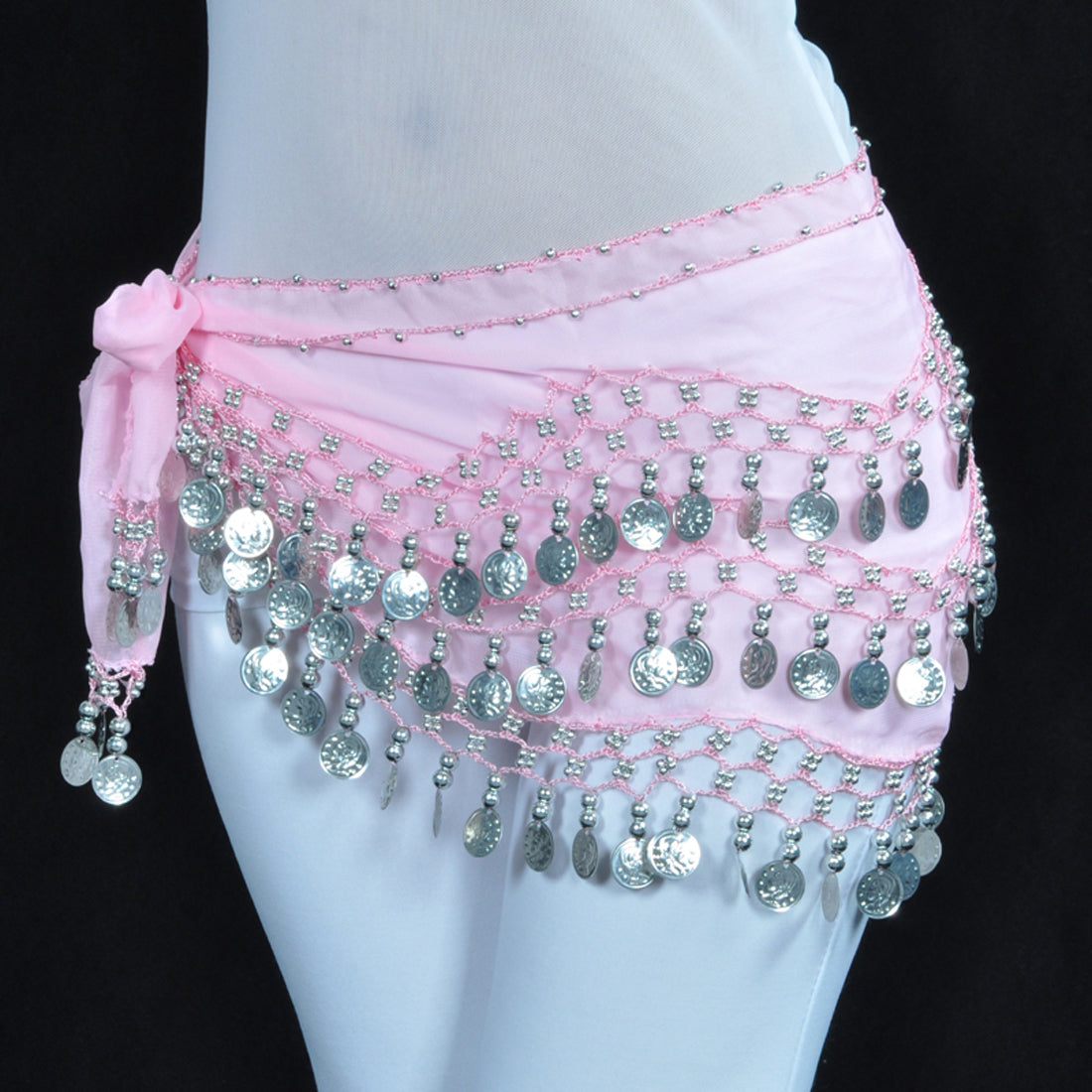 Vogue Style Chiffon Dangling Gold/Silver Coins Ornaments Belly Dance Hip Scarf Waist Belt