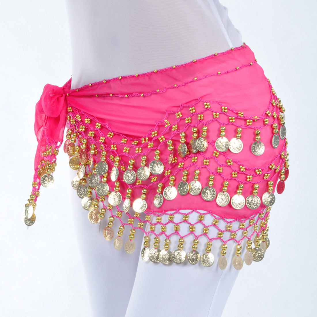 Vogue Style Chiffon Dangling Gold/Silver Coins Ornaments Belly Dance Hip Scarf Waist Belt