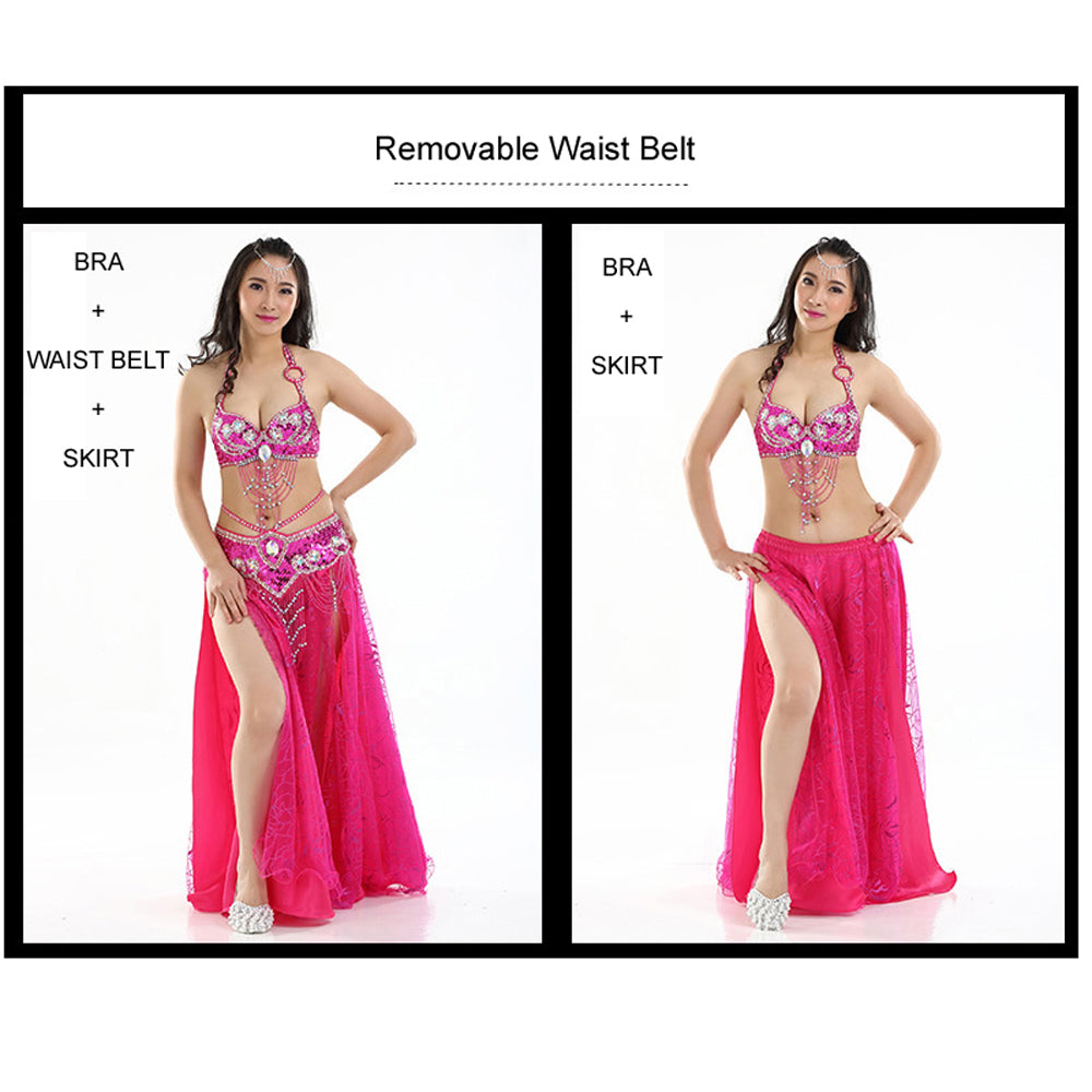 Belly Dance Costumes with Belly Dance Rose Skirt Belly Dance Dress 1 Set