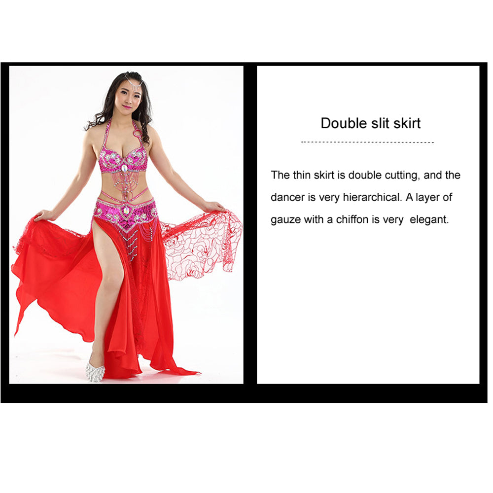 Belly Dance Costumes with Belly Dance Rose Skirt Belly Dance Dress 1 Set