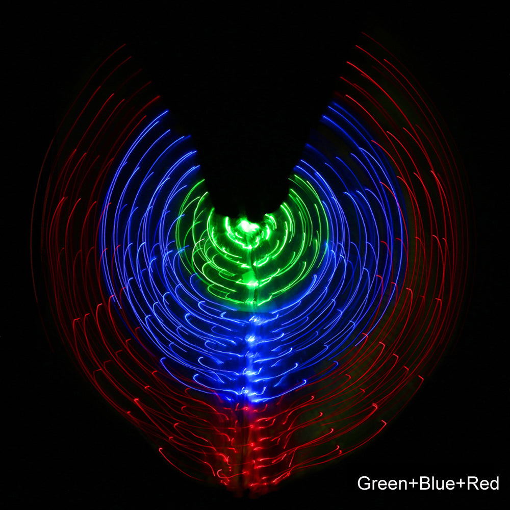 Three-color Gradient LED Isis Wing - Belly Dance Light Up Wings for Carnival Halloween Party Club Wear with Telescopic Sticks