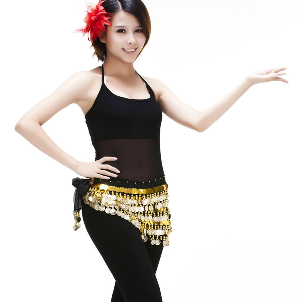 Women's Belly Dance 5 Rows Wave Shape Hip Scarf with 288 Coins , Belly Dance Waist Belts