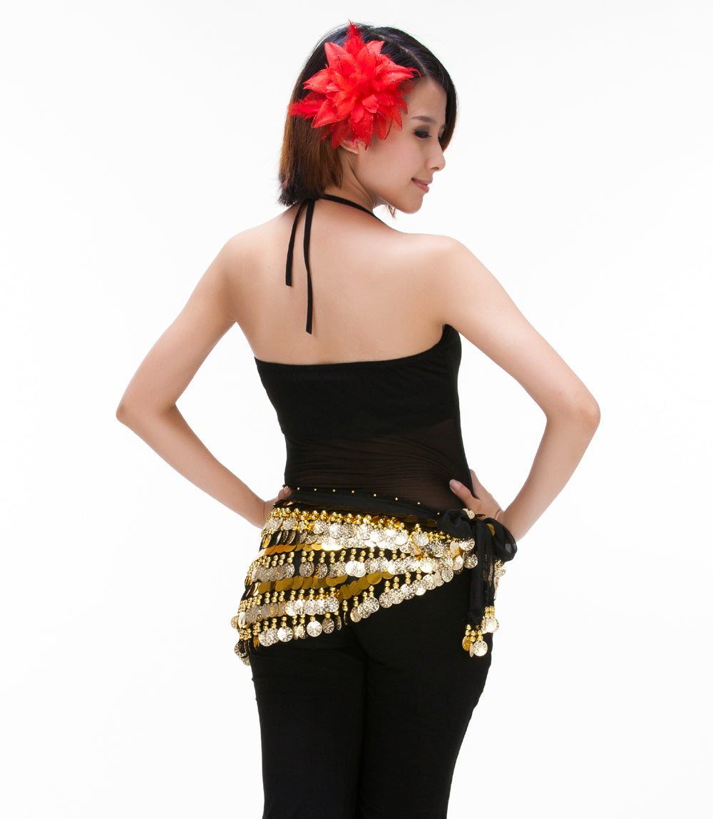 Women's Belly Dance 5 Rows Wave Shape Hip Scarf with 288 Coins , Belly Dance Waist Belts