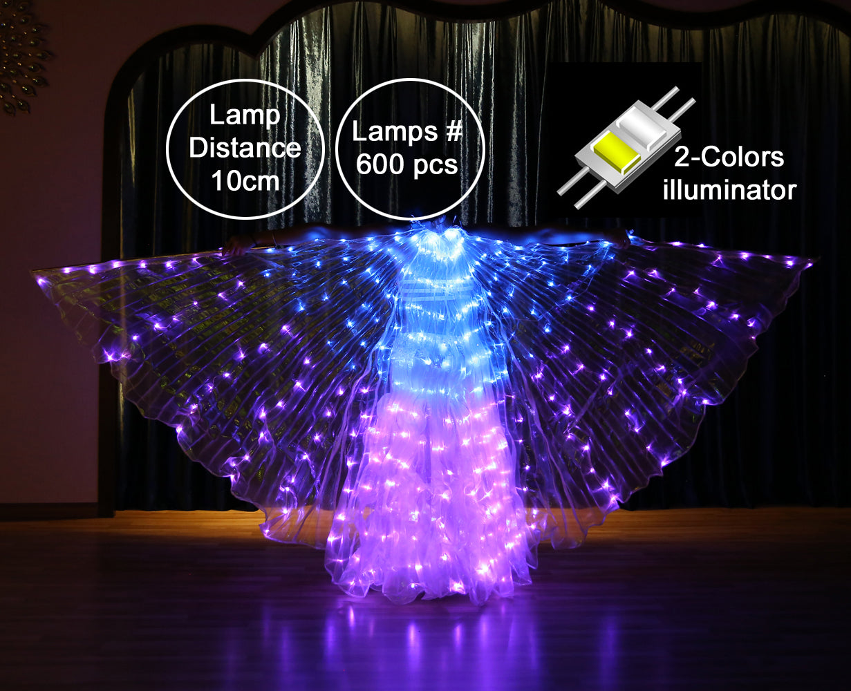 Smart Programming LED Isis Wing - Belly Dance Light Up Wings for Carnival Halloween Party Club Wear with Telescopic Sticks