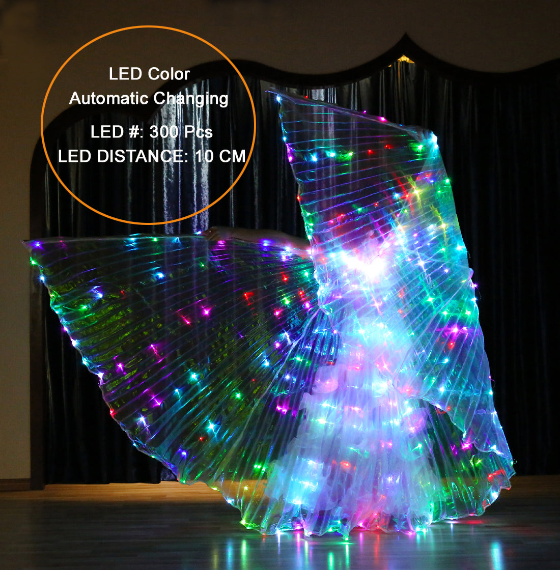Smart Programming LED Isis Wing - Belly Dance Light Up Wings for Carnival Halloween Party Club Wear with Telescopic Sticks