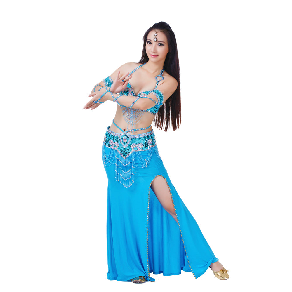 Belly Dance Costumes with Polyester Skirt Belly Dance Dress 1 Set 5pcs