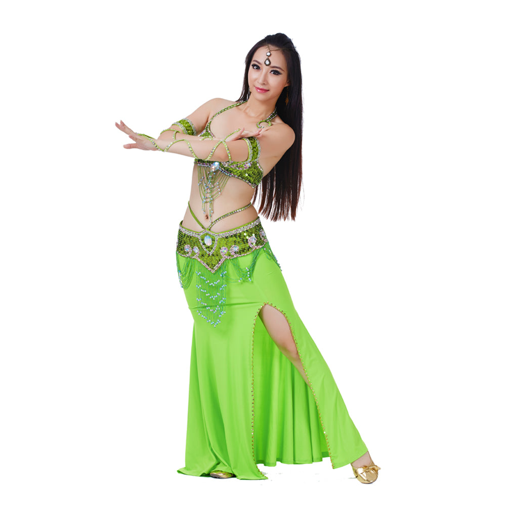 Belly Dance Costumes with Polyester Skirt Belly Dance Dress 1 Set 5pcs