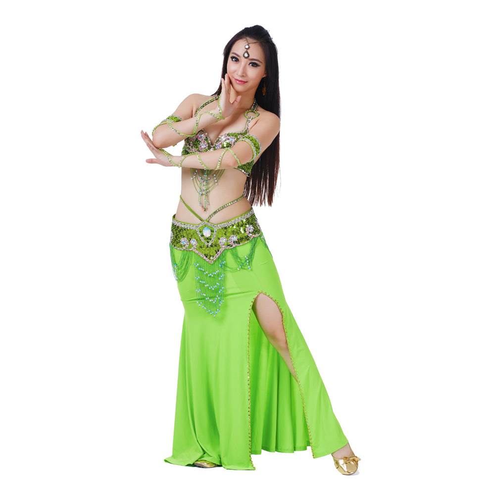 Belly Dance Costumes with Polyester Skirt Belly Dance Dress 1 Set 5pcs