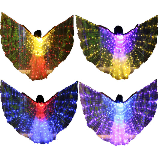 Smart Programming LED Isis Wing - Belly Dance Light Up Wings for Carnival Halloween Party Club Wear with Telescopic Sticks