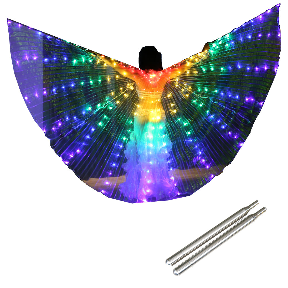 LED Isis Wings Carnival Halloween Shows Wings Costume Cloak LED Cape with Telescopic Sticks