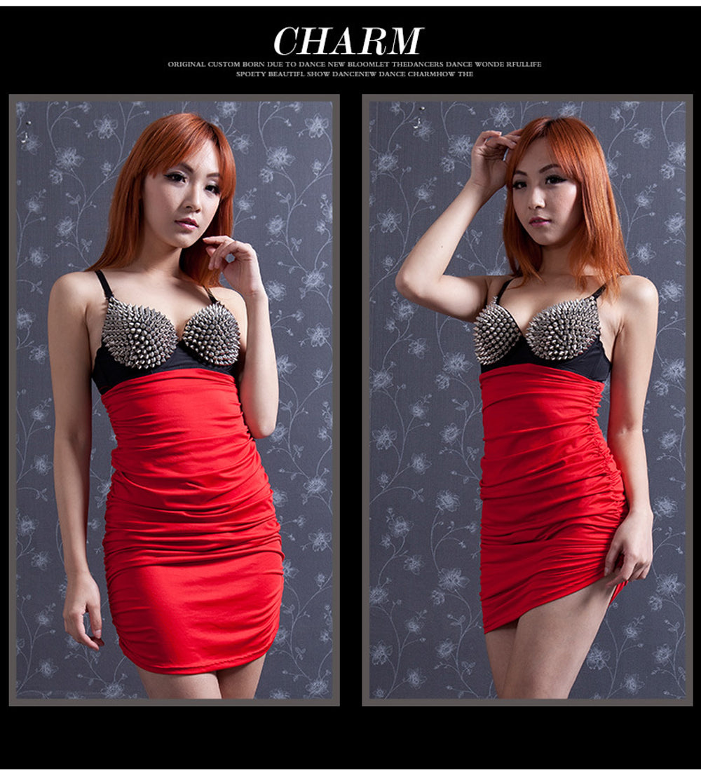 Danceshower Metallic Spike Punk Goth Bra Clubwear DS Bra Belly Dance Top