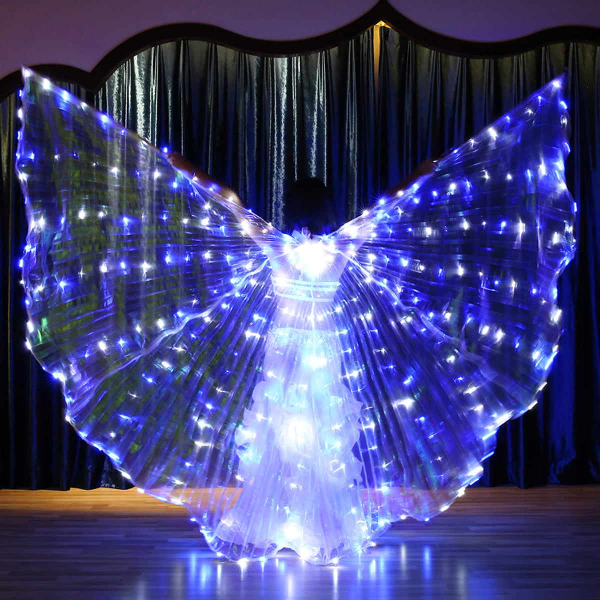 Flash Led Isis Wings - Belly Dance Light Up Wings Carnival Halloween Party Club Wear with Telescopic Sticks