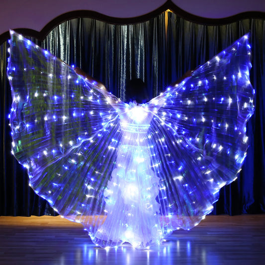 Flash Led Isis Wings - Belly Dance Light Up Wings Carnival Halloween Party Club Wear with Telescopic Sticks