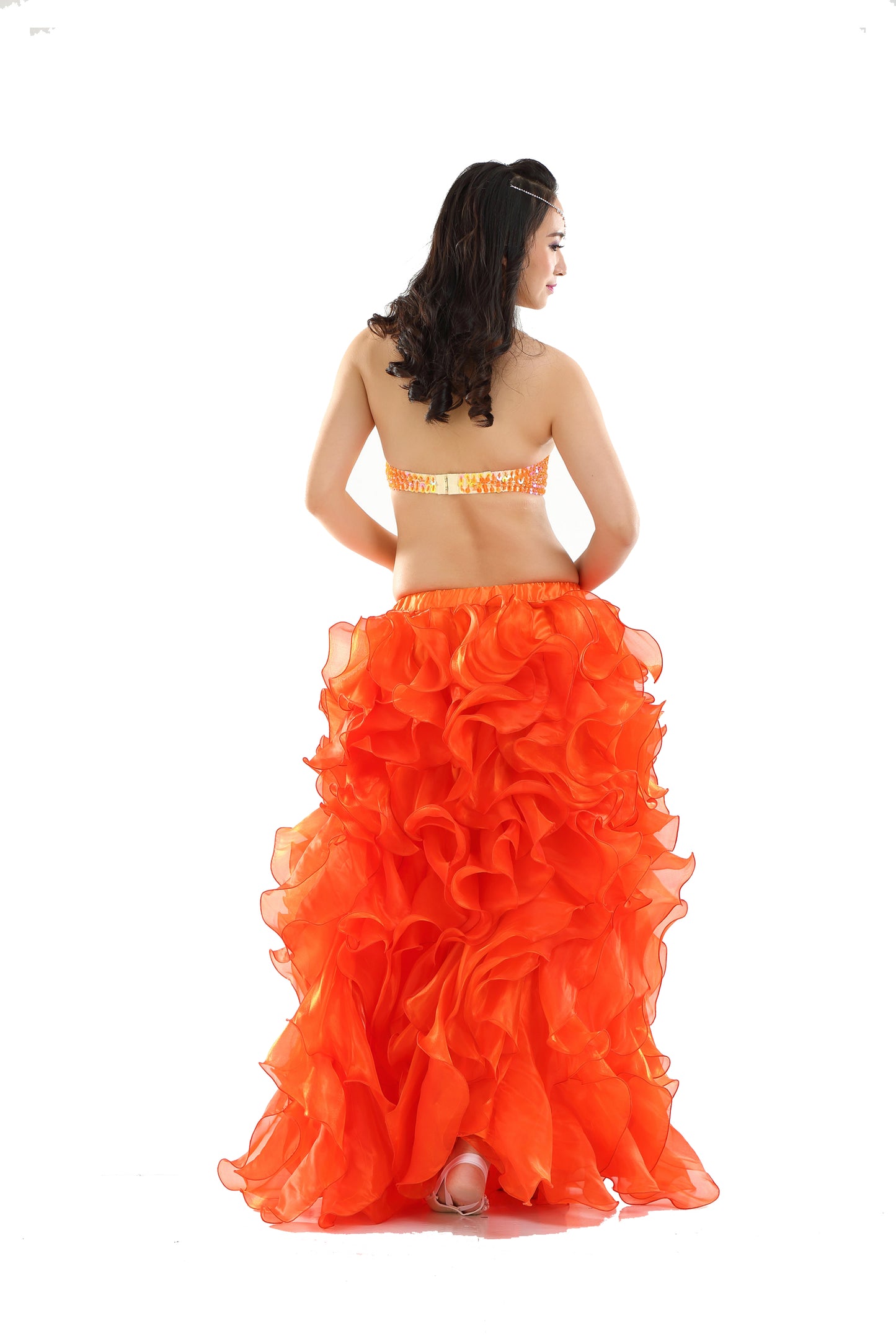 Professional Belly Dance Costume Tribal Waves Slit Skirt Wave Skirt Dress Bubble Skirt