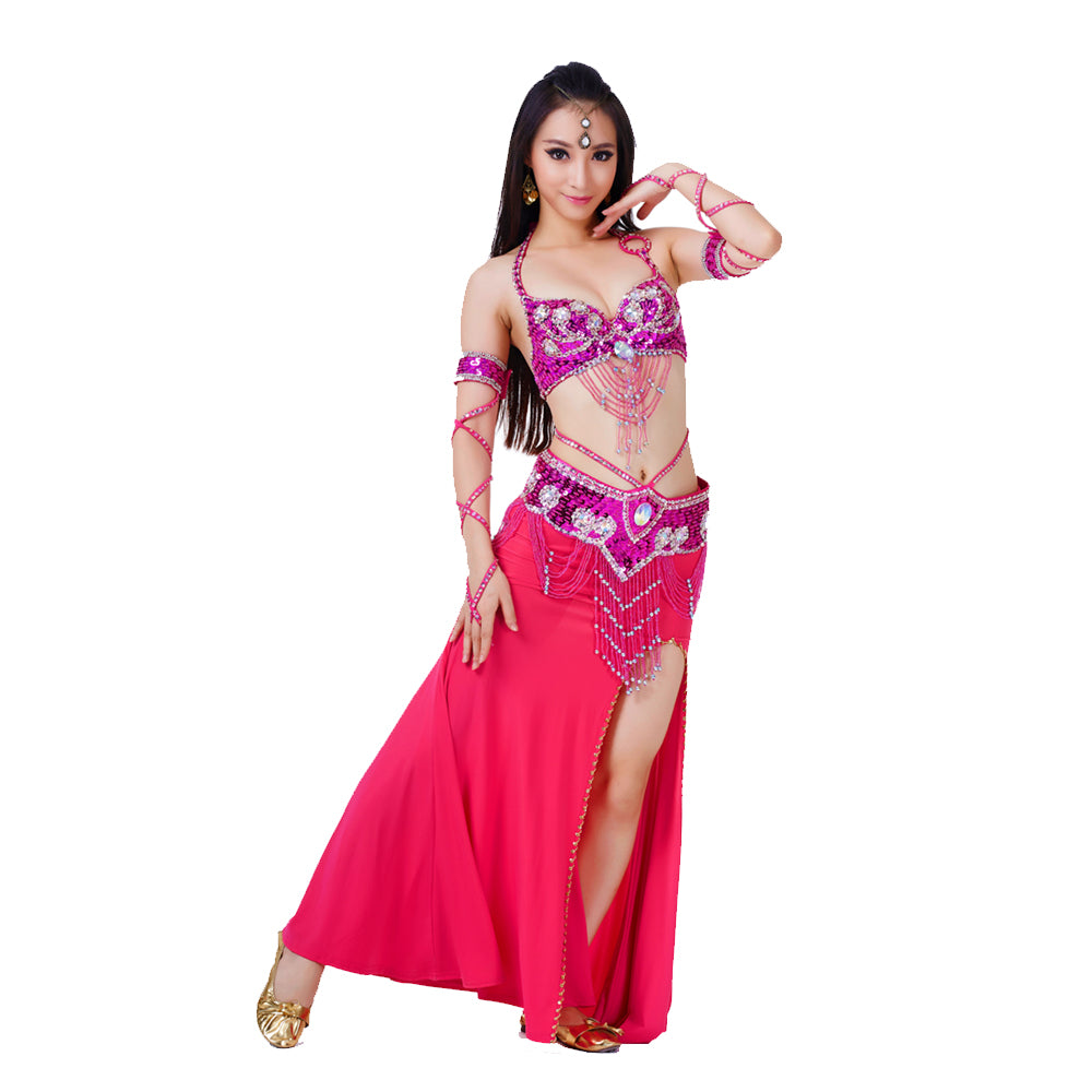 Belly Dance Costumes with Polyester Skirt Belly Dance Dress 1 Set 5pcs