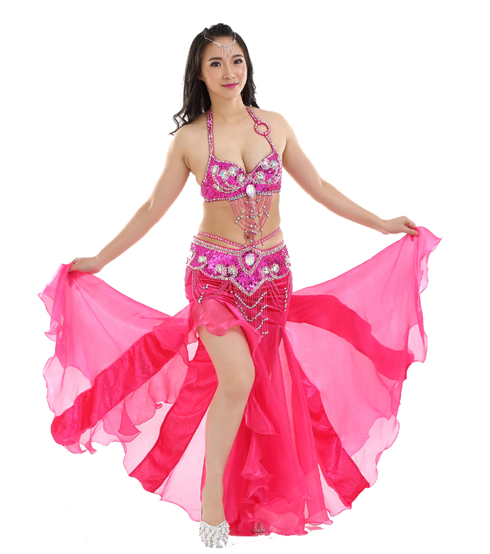 Belly Dance Costumes with Flannel Rose Skirt Belly Dance Dress 1 Set
