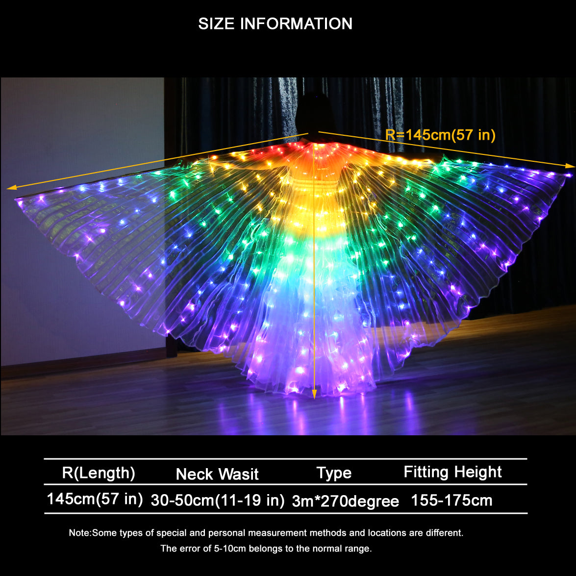 LED Isis Wings Carnival Halloween Shows Wings Costume Cloak LED Cape with Telescopic Sticks