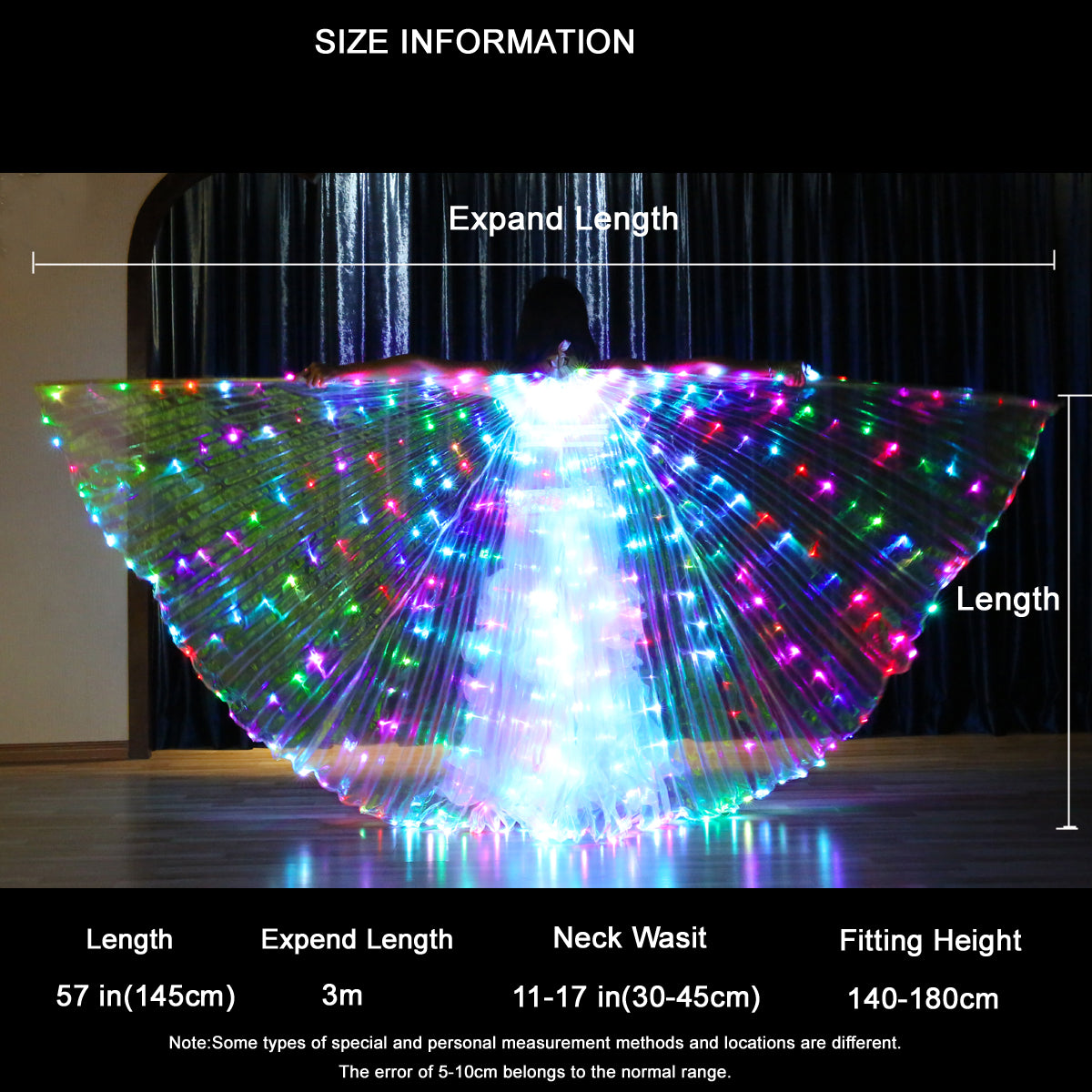Smart Programming LED Isis Wing - Belly Dance Light Up Wings for Carnival Halloween Party Club Wear with Telescopic Sticks
