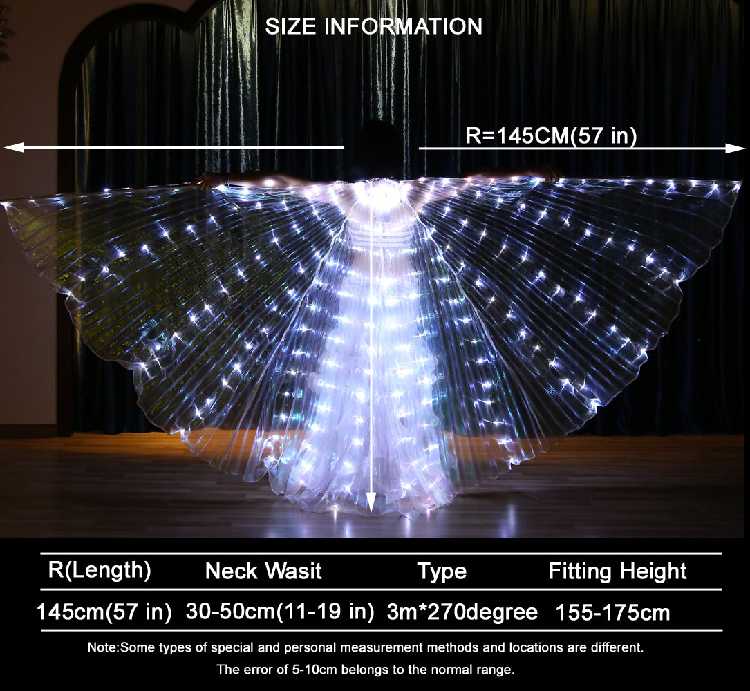 LED Isis Wings Carnival Halloween Shows Wings Costume Cloak LED Cape with Telescopic Sticks
