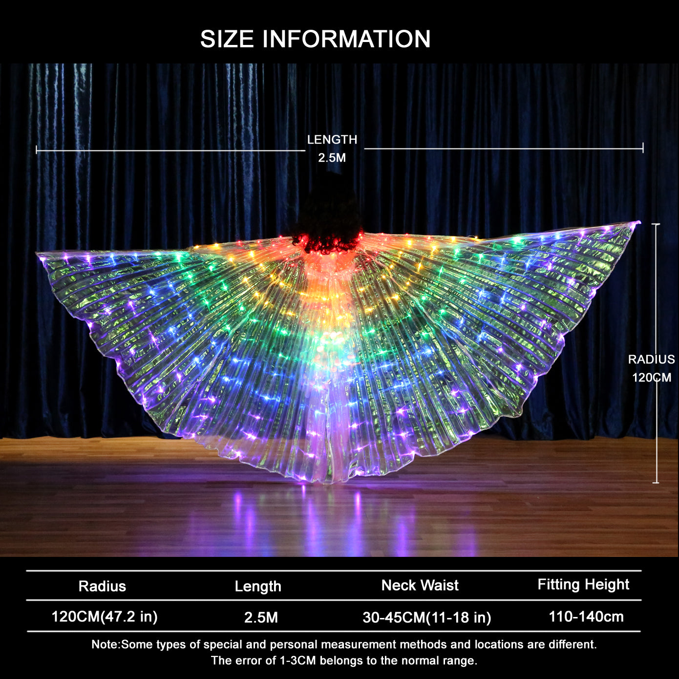 LED Isis Wings Carnival Halloween Shows Wings Costume Cloak LED Cape with Telescopic Sticks