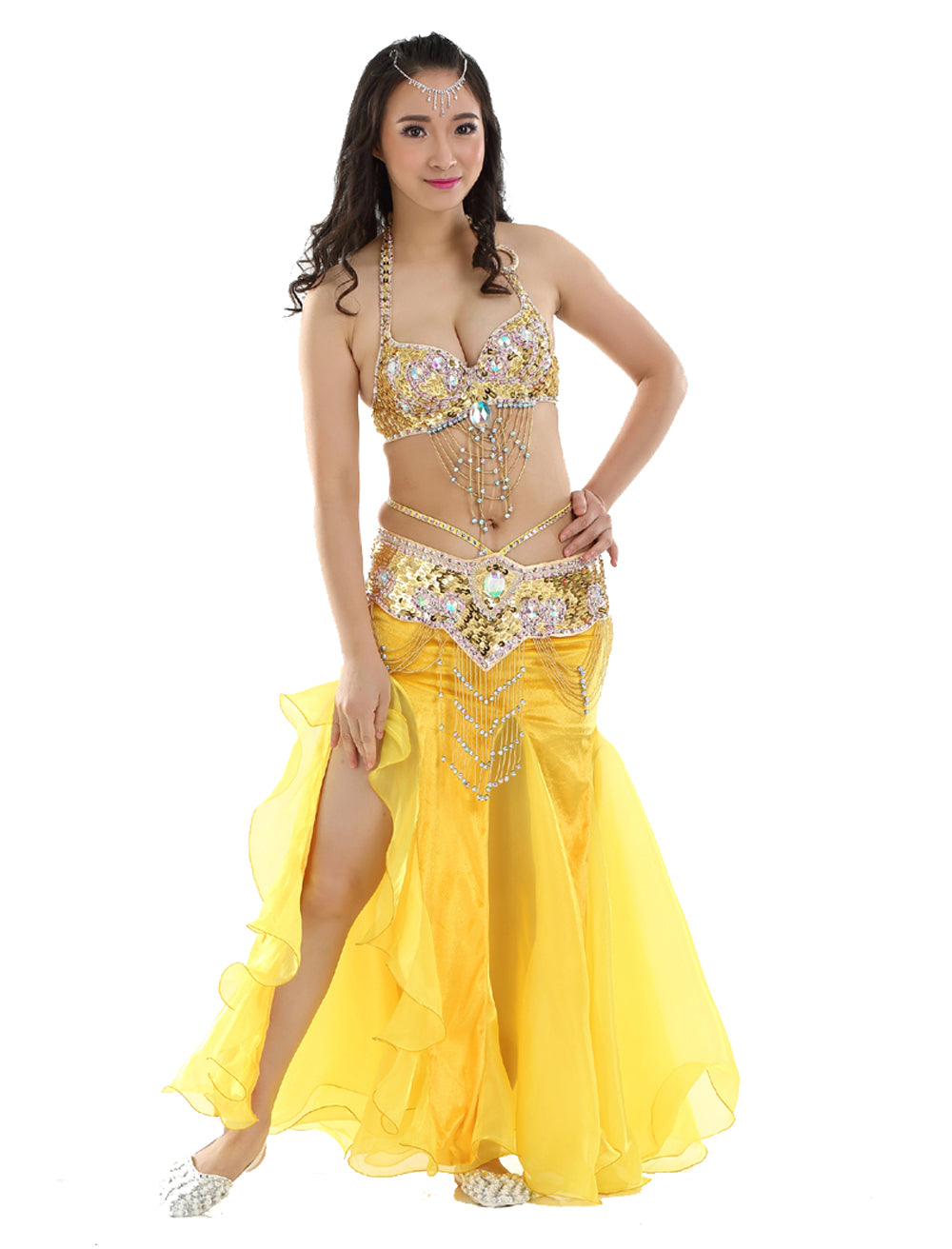 Belly Dance Costumes with Flannel Rose Skirt Belly Dance Dress 1 Set