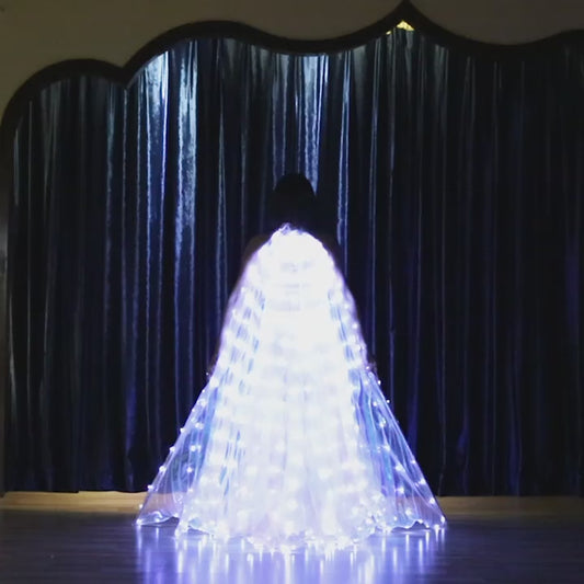 LED Isis Wing Plus Size Back Opening - Belly Dance Light Up Wings for Carnival Halloween Party Club Wear with Telescopic Sticks